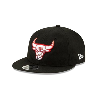 Black Chicago Bulls Hat - New Era NBA Gradient Retro Crown 9FIFTY Strapback Caps USA1369208